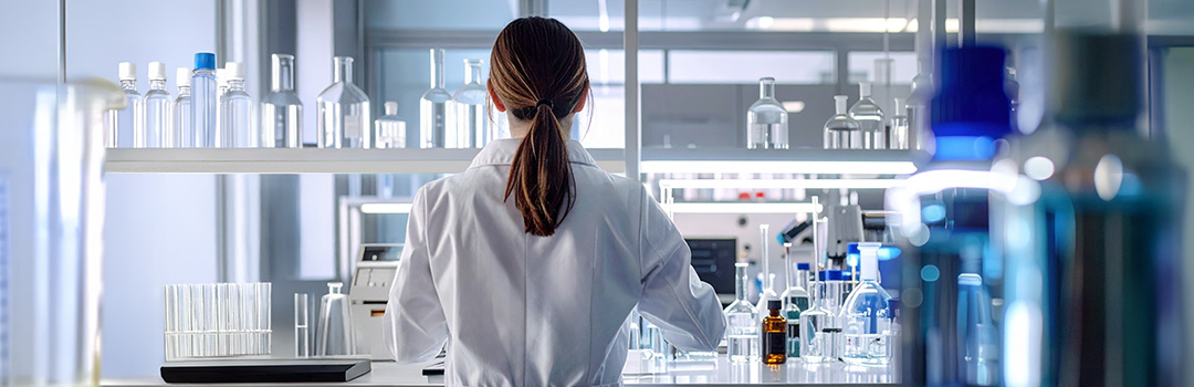 TU Umweltmikrobiologie Frau im weißen Kittel arbeitet im Labor